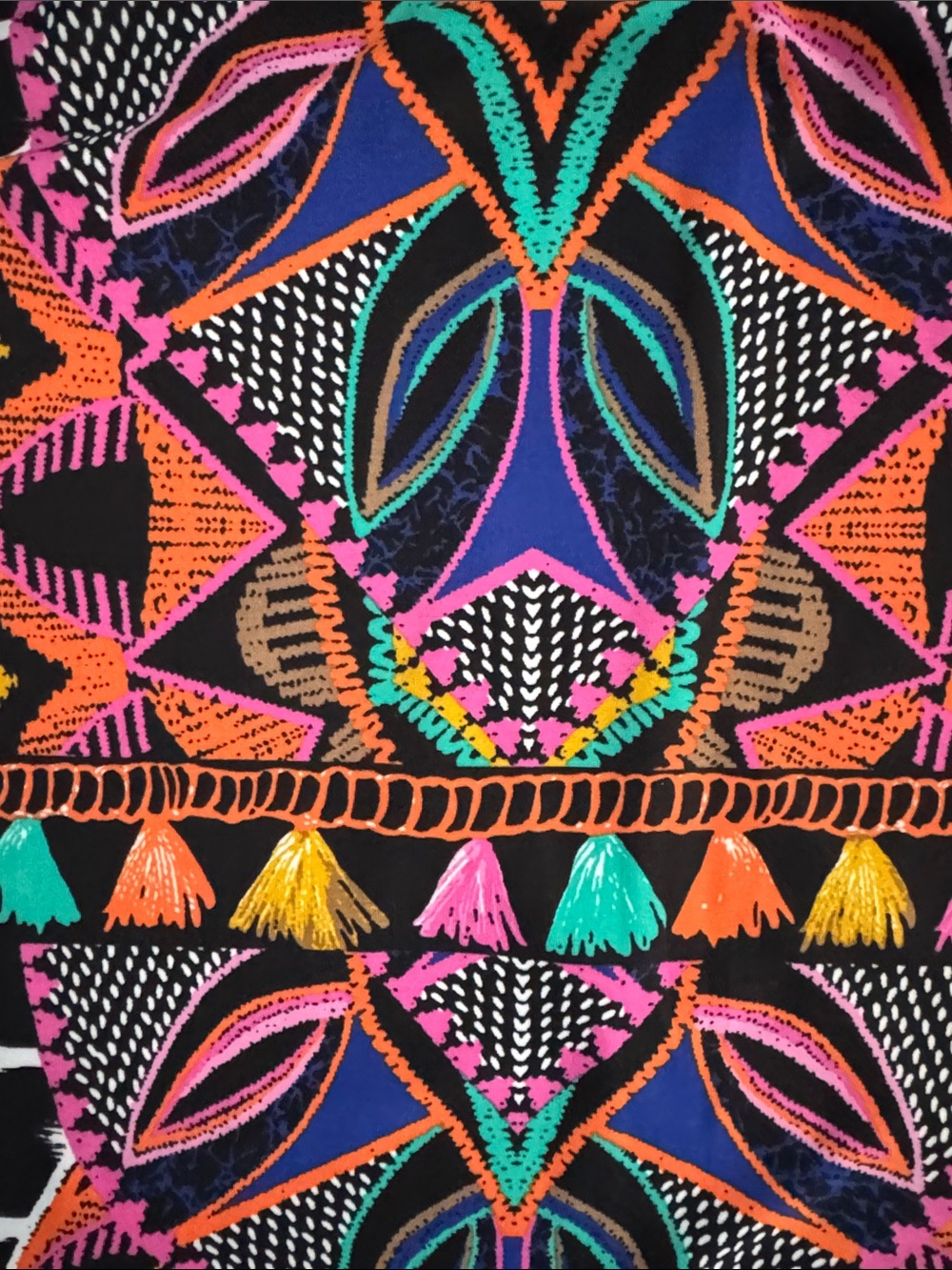 INC International Concepts Mini Dress Black Large Halter with Neon Tribal Motif - Picture 5 of 11